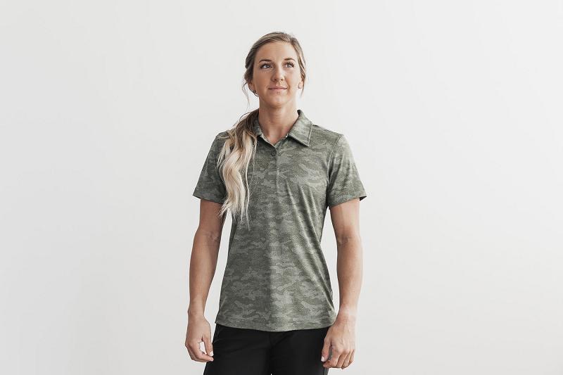 Women's Nobull WoLightweight Textured Polo (CAMO) Shorts Camo | SG A3164H